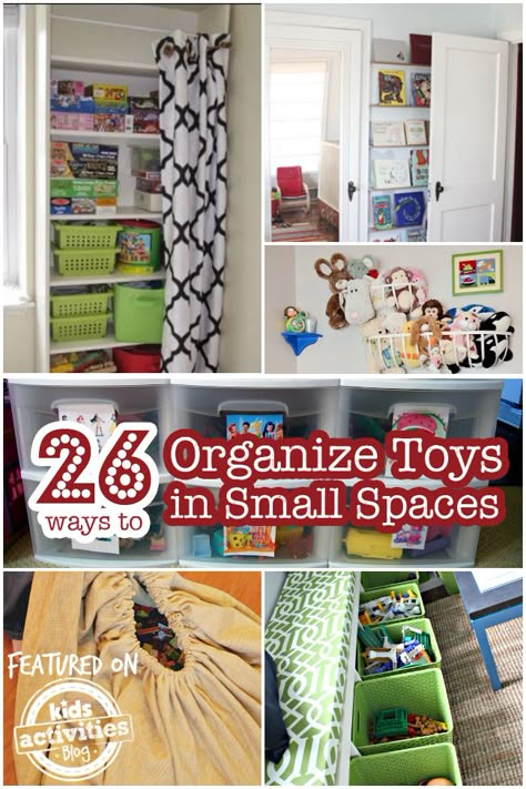 Take over the clutter! Here are twenty-six ways to organize toys in small spaces. Organization For Small Spaces, Shoes Organization, Space Kids Room, Organize Toys, Small Playroom, Ikea White, Organize My Life, Organisation Hacks, Small Space Organization