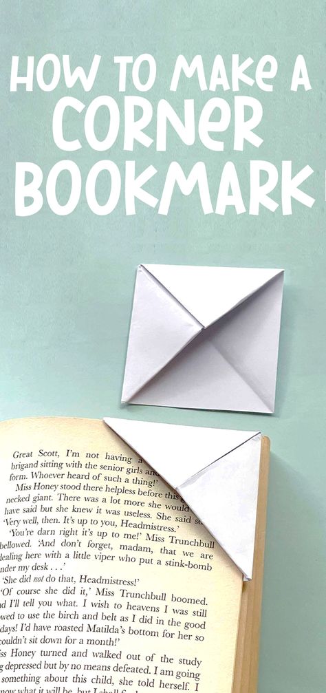 How to make Corner Bookmarks Page Corner Bookmarks, Origami Bookmark Corner Step By Step, Corner Book Marks How To Make, Paper Book Mark Ideas, Corner Bookmarks Diy Free Printable, Book Mark Origami, Book Mark Tutorial, How To Make A Bookmark, Make Corner Bookmarks