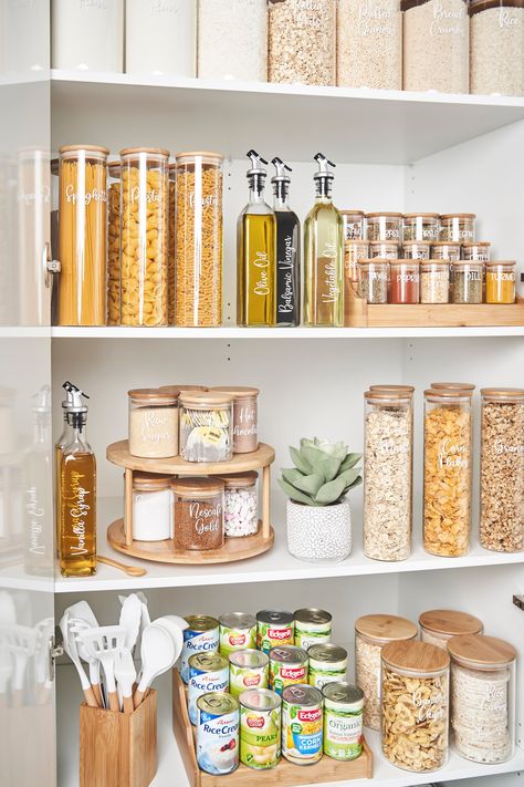 Pantry Space, Kitchen Arrangement, Kitchen Decor Collections, Kitchen Countertop Decor, Pantry Organisation, Organized Pantry, Desain Pantry, Pantry Organizers, House Organisation