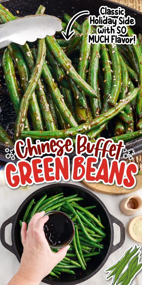 Buffet Green Beans, Asian Green Bean Recipes, Chinese Buffet Green Beans, Chinese Green Bean Recipes, Garlic Green Bean Recipes, Green Bean Recipe, Quick Side Dish, Chinese Buffet, Bean Recipe