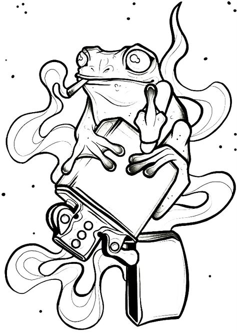 Frog Graffiti, Drawings Of Frogs, Frog Draw, Arte Doodle, Frog Drawing, Art Sketches Doodles, Tattoo Stencil Outline, Tattoo Design Book, Tattoo Art Drawings