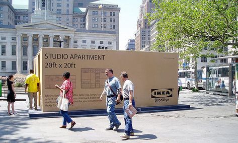 10 examples of great IKEA marketing creative – Econsultancy Guerilla Marketing Ideas, Ikea Studio Apartment, Space Playground, Studio Apartment Design Ideas, Big Objects, Ikea Ad, Ambush Marketing, Ikea Home Tour, Ikea Boxes