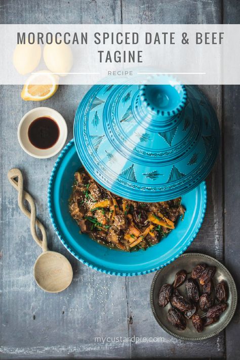 Beef Tagine Recipes, Cooking With Dates, Moroccan Tagine Recipes, Beef Tagine, Moroccan Beef, Slow Beef Stew, Tagine Cooking, British Baking Show Recipes, Moroccan Tagine