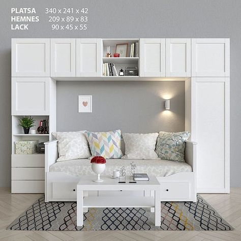 Ikea Hemnes Divan, Ikea Platsa Kids Room, Platsa Ikea Ideas Bedroom, Divan Ikea, Ikea Divan, Hemnes Divan, Ikea Hemnes Daybed, Daybed Room, Table Ikea