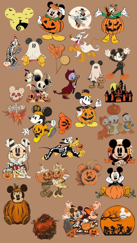 Christmas Hand Painted, Halloween Wallpaper Iphone Backgrounds, Halloween Wallpaper Backgrounds, Halloween Wallpaper Cute, Mickey Mouse Halloween, Disney Background, Motifs Perler, Disney Collage, Wallpaper Halloween