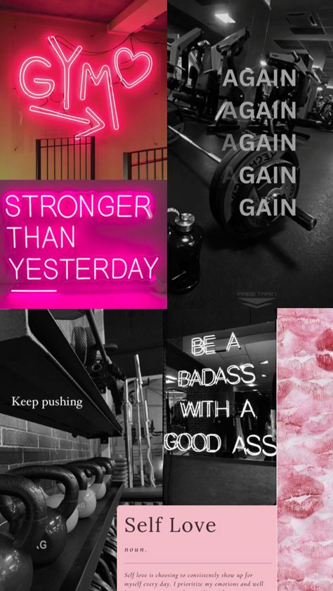 Fitness Collage Aesthetic, Gym Album Cover Aesthetic, Gym Aesthetic Collage, Gym Collage Wallpaper, Gym Motivation Quotes Wallpaper, Motivational Workout Wallpaper, Gym Inspiration Aesthetic, Gym Art Wallpaper, Gym Baddie Aesthetic