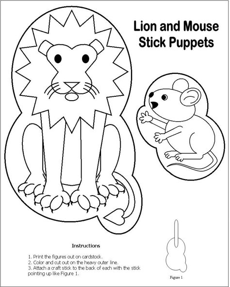 Lion and mouse stick puppet Lion And The Mouse Craft Preschool, Lion And Mouse Story Puppets, The Lion And The Mouse Activities Preschool, Lion And Mouse Craft, Lion And The Mouse Craft, The Lion And The Mouse Craft, The Lion And The Mouse Activities, Fables Activities, Lion And Mouse