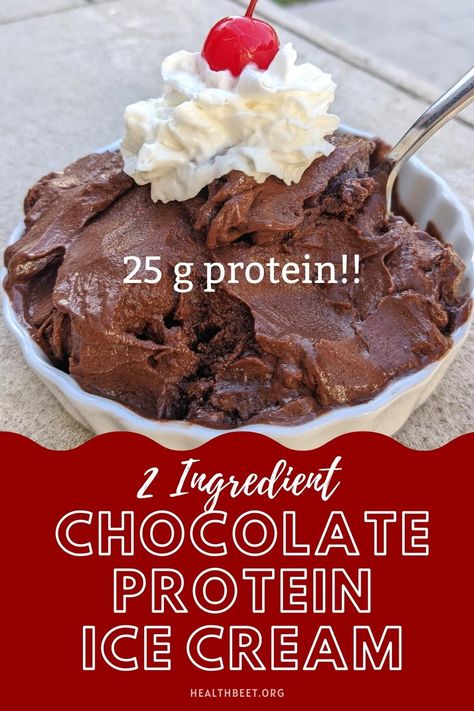 Chocolate Protein Ice Cream Recipe, Premier Protein Shake Ice Cream Recipes, Cuisinart Protein Ice Cream Recipes, Ice Cream With Protein Powder, Premier Protein Ice Cream, Chocolate Protein Ice Cream, Low Calorie Dessert Recipes, Healthy Chocolate Ice Cream, High Protein Ice Cream