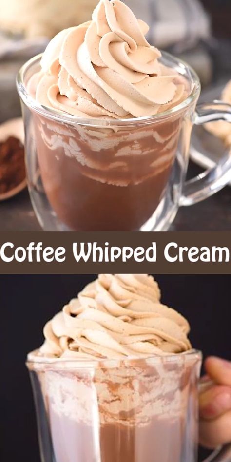 Coffee Whipped Cream Frosting, Coffee Cream Recipe, Coffee Whipped Cream Recipe, Whipped Cream Coffee, Espresso Whipped Cream, Coffee With Whipped Cream, Coffee Whipped Cream, Cupcakes Fruit, Whipped Cream Recipe