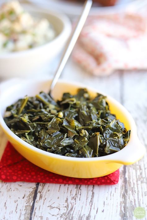 This is my go-to recipe for vegan collard greens. These easy collard greens have a richness about them and a melt-in-your-mouth quality. Vegan & gluten-free side dish. #vegan #greens #vegetable Healthy Collard Greens Recipe Clean Eating, Collard Greens Recipe Southern No Meat, Collard Greens Crock Pot, Healthy Collard Greens Recipe, Collard Greens Recipe Southern, Greens Thanksgiving, Collard Greens Vegan, Slow Cooker Collard Greens, Collard Greens With Ham Hocks