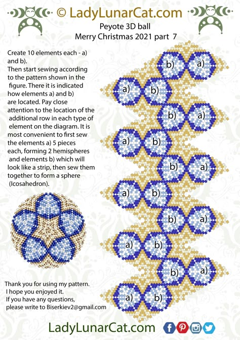 Free balls pattern 3d Beading Patterns Free, Holiday Beading Free Pattern, 3d Beaded Patterns, Beaded Ornament Covers Patterns Free, Christmas Beads Craft, Xmas Beads, Free Beading Tutorials, Beaded Christmas Decorations, Beaded Ornament Covers