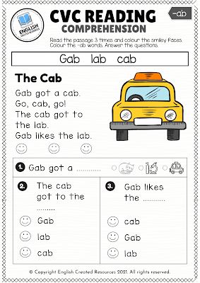 CVC Words Reading Comprehension Cvc Comprehension Worksheets, Cvc Reading Comprehension, Cvc Stories, Cvc Reading, Phonics Reading Passages, Writing Cvc Words, Cvc Words Worksheets, Reading Comprehension For Kids, Cvc Words Kindergarten