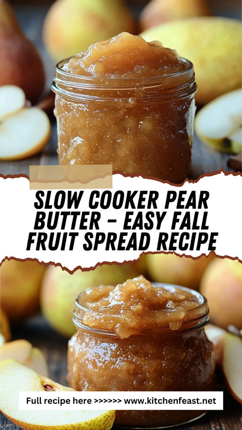 Discover how to make a delightful Slow Cooker Pear Butter, a spiced fruit spread that's perfect for autumn breakfasts and dessert Blushing Pears Recipe, Uses For Fresh Pears, Jarred Pears, Pear French Toast, Overripe Pears Recipes, Best Pear Recipes, Fruit Butters Recipes, Cooking With Pears, What To Do With Over Ripe Pears