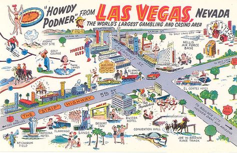 Vintage Cartoon Las Vegas Map Las Vegas Strip Map, Old School Vegas, Classic Vegas, Las Vegas Map, Old Las Vegas, Vegas Photos, Old Vegas, Vegas Hotels, Vintage Vegas