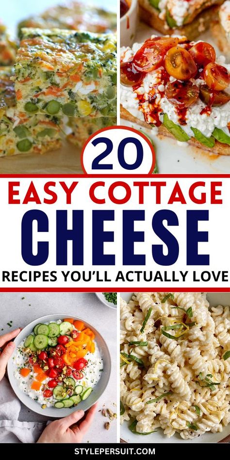 Cottage cheese is not only delicious but also incredibly versatile, making it a fantastic ingredient for those looking to add more protein to their diet. Packed with nutrients like calcium, phosphorus, and B vitamins, cottage cheese can be used in a myriad of recipes to boost their protein content. Check out these 20 mouthwatering high-protein cottage cheese recipes that you must try. #food Cottage Cheese Dinner, Cottage Cheese Dessert Recipes, Healthy Low Calorie Dinner, Must Try Food, Protein Cottage Cheese, Cottage Cheese Recipes Healthy, Cottage Cheese Desserts, Cottage Cheese Salad, Protein Lunch