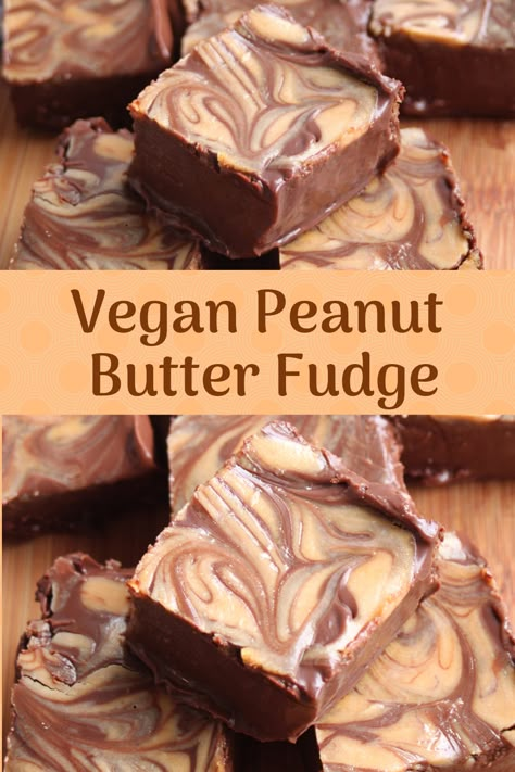 Rich, chocolatey fudge made with coconut milk and a swirl of peanut butter on top. Vegan, oil-free and ready to chill in no time! #fudge #veganfudge #peanutbutterfudge Coconut Milk Fudge, Vegan Peanut Butter Fudge, Vegan Puddings, Vegan Fudge Recipes, Dairy Free Fudge, Easy Vegan Recipes For Beginners, Dairy Free Appetizers, Vegan Chocolate Recipes, Vegan Fudge