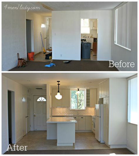 :: 4MEN1LADY :: Kitchen before and after Kitchen Remodel Ideas Before And After, Condo Kitchen Remodel, Local House, Small Kitchen Renovations, Architecture Renovation, House Improvement, Condo Renovation, Small Condo, House Flipping