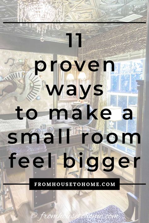 If you have small rooms in your house or apartment, you know it can be tricky to make them feel comfortable and not crowded. Whether you are decorating your living room, bedroom, office or dining room, these tips to make a small room look bigger will help make your small space feel larger than it is. #fromhousetohome #smallrooms #homedecor Small Room Feel Bigger, Small Room Decorating Ideas, Small Room Look Bigger, Small Living Room Decor Ideas, Small Bathroom Decor Ideas, Room Look Bigger, Small Bedroom Decor Ideas, Glass Dining Room Table, Small Space Decorating