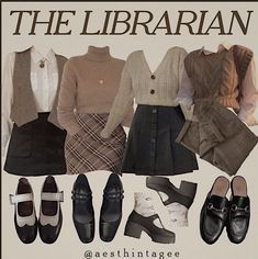 Library Aesthetic Outfit, Librarian Chic Outfits, Academia Aesthetic Outfit, Librarian Style, Dark Academia Outfit, Academia Outfits, Dark Academia Clothes, Academia Style, Clothes And Shoes