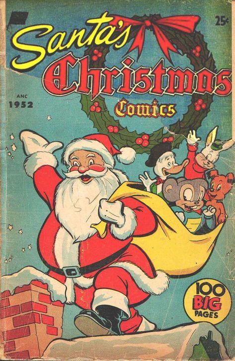 Comic Book Cover For Santa's Christmas Comics [nn] Christmas Comics, Children's Comics, Golden Age Comics, 카드 디자인, Vintage Comic Books, Classic Comics, Christmas Poster, Jim Henson, Holiday Postcards