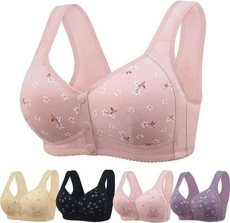 Daisy Bras for Older Women, 2024 Breathable Front Close Button Cotton Bras, Full Support Wide Back No Underwire Bra (US, Alpha, Small, Regular, Regular, Black) at Amazon Women’s Clothing store Bras For Older Women, Front Closure Bras, Front Clasp Bra, Free Front, Front Closure Bra, Cotton Bras, Better Posture, Comfortable Bras, Lounge Lingerie