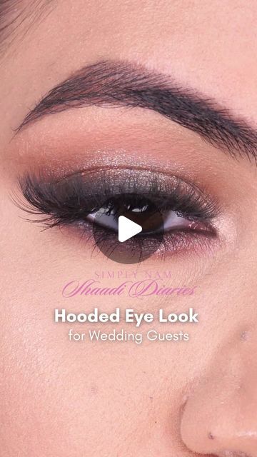 Simran Kaur | Beauty on Instagram: "From dawn to dusk, this eye look is here to stay! ✨ Whether you’re attending a wedding or a special event, @simplynam.beauty’s Dawn to Dusk Eyeshadow Palette has got your back! I created this stunning eye look, which looks extremely beautiful on hooded eyes.  Swipe, blend, and shine—your perfect wedding guest eye look is just a few steps away. ✨  #SimplyNamShaadiDiaries #SimplyNam #AllEyesOnYou #eyemakeup #makeuptutorials   Step by step eye makeup, hooded eye makeup, glitter makeup, smokey eye, makeup tutorial" Hooded Smokey Eye Tutorials, Eye Makeup For Hooded Eyes Step By Step, Eyeshadow For Hooded Eyes Step By Step, Hooded Eye Makeup Tutorial Step By Step, Hooded Eye Bridal Makeup, Smokey Eye Makeup Step By Step, Makeup Looks For Hooded Eyes, Smokey Eye Makeup Steps, Step By Step Eye Makeup