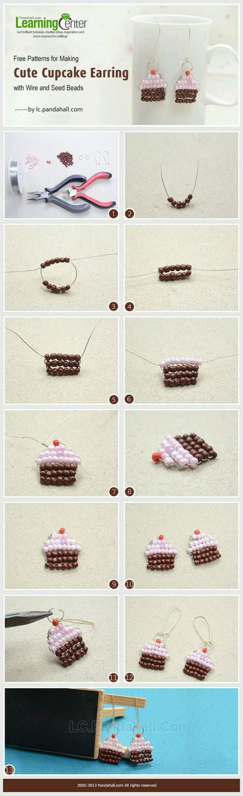 Cincin Diy, Cupcake Earrings, Anting Manik, Cute Cupcake, Handmade Jewelry Tutorials, Jewelry Clasps, Beaded Jewelry Patterns, Handmade Jewelry Diy, Diy Crafts Jewelry