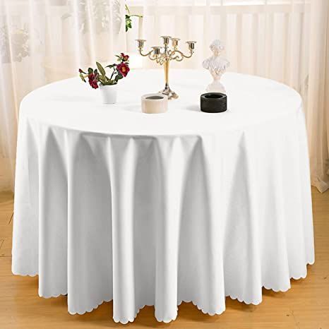 Wrinkle Resistant Polyester Round Tablecloth,White Elegant Table Cover Protector for Family Dinners or Gatherings, Indoor or Outdoor Parties, Hotel Everyday Use Circle Diameter:320 cm Wedding Table Cloth, Tablecloth Ideas, White Round Tables, Decoration Buffet, Wedding Must Haves, Dining Table Cover, Online Wedding Dresses, Buffet Decor, Wedding Tablecloths