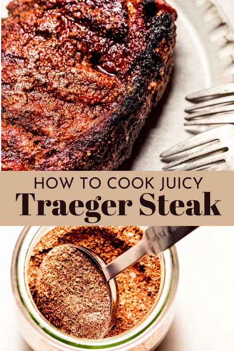 Ribeye On Traeger Grill, Steaks On Traeger Grill, Traeger Sirloin Steak Recipes, Pellet Grill Ribeye Steaks, Steaks On Pellet Grill, Steak On Traeger Grill, Traeger Ribeye Steak, Traeger Steak Recipes, Pellet Grill Steaks