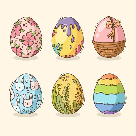 Decorated Easter Eggs, Easter Drawings, Easter Paintings, Easter Wood Crafts, Easter Egg Art, Easter Illustration, Cute Egg, Easter Stickers, Bunny Drawing