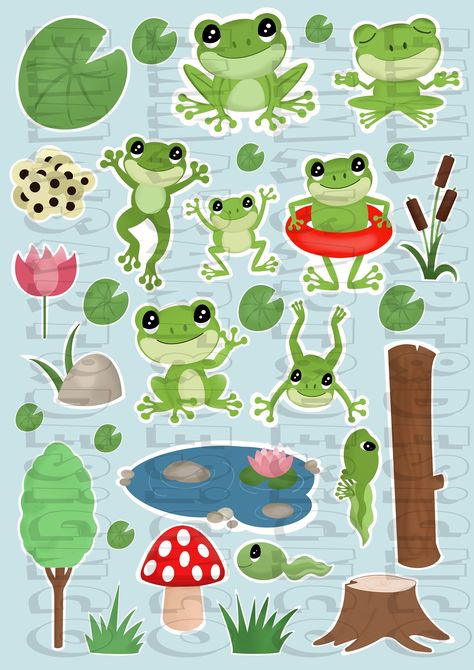 Frog Stickers Printable, Frog Stickers, Biology Art, Procreate Lettering, Sticker Png, Frog Design, Procreate Ipad, Sticker Water Bottle, Stickers Printable