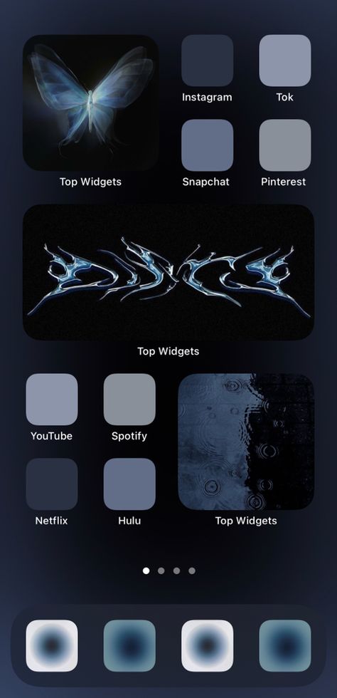 Blue Ios 16 Wallpaper Ideas, Iphone Wallpaper Themes Blue, Black And Blue Iphone Layout, Ios 16 Wallpaper Icons, Blue Homescreen Layout Iphone, Ios 16 Home Screen Ideas Dark Blue, Dark Blue Ios 16 Homescreen, Dark Blue Ios 16, Ios 16 Wallpaper Ideas Aesthetic