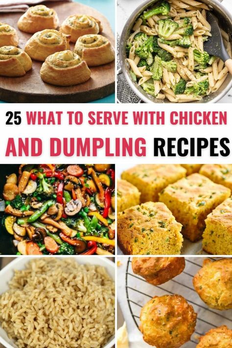 Stuck on what to serve with chicken and dumplings? In this collection you will find delicious recipes to serve with chicken and dumplings for your next meal. You will find recipes from all different food groups to add variety to your dinner table with the chicken and dumpling meal! Throughout this collection you will find everything from vegetable side dishes to bread recipes to pair with your meal! What To Serve With Chicken And Dumplings Meals, Sides That Go With Chicken And Dumplings, What To Eat With Chicken And Dumplings, What Goes With Chicken And Dumplings, Chicken And Dumplings Sides Dishes, Side Dishes For Chicken And Dumplings, What To Serve With Chicken And Dumplings, Sides For Chicken And Dumplings, What To Serve With Dumplings