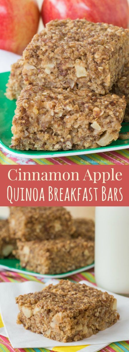 Cinnamon Apple Quinoa Breakfast Bars - an easy make-ahead recipe for busy mornings. Packed with whole grains and protein from #AllWhitesEggWhites from @AllWhitesEggs. Gluten free and dairy free. #ad | cupcakesandkalechips.com Apple Quinoa Breakfast, Apple Cinnamon Quinoa Breakfast, Apple Cinnamon Quinoa, Cinnamon Quinoa, Apple Quinoa, Quinoa Breakfast Bars, Breakfast Bars Healthy, Healthy Make Ahead Breakfast, Quinoa Breakfast