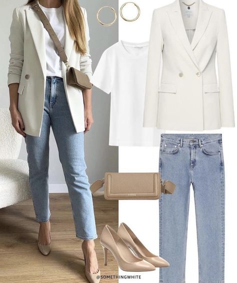 Outfits For Real Estate For Women, Winter Business Outfits, Stylish Outfits Casual, Stile Casual Chic, Looks Jeans, Classic Style Outfits, Chique Outfits, Business Casual Outfits For Work, Blazer Jeans