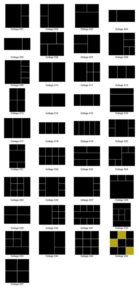 storyboard layouts: long horizontal sections could turn into text blocks Photo Layouts Aesthetic, Photography Poster Design Layout, Photo Collage With Text, Photo Grid Layout Collage, 3 Image Layout, Journal Format Layout, Photography Collage Layout, Photo Magazine Layout Design, Grid Photo Ideas