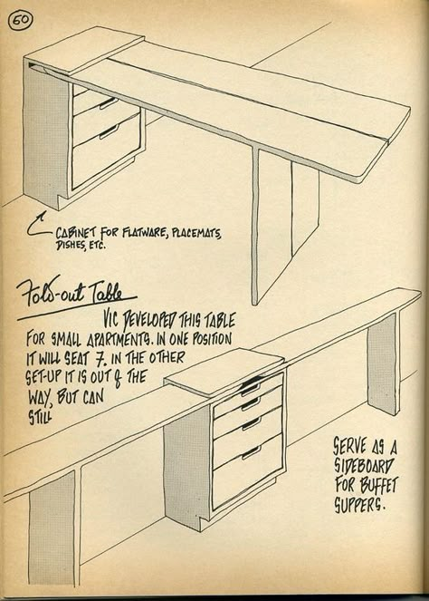 Space Saving Dining Room, Nomadic Furniture, Fold Out Table, Craft Room Ideas, Sewing Rooms, Space Saving Furniture, Small Apartments, Tiny Home, Sewing Room