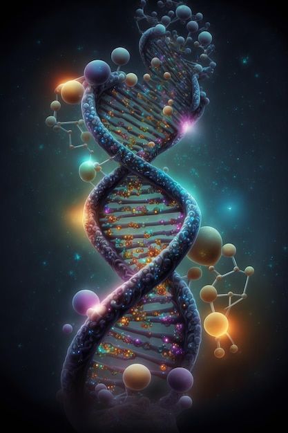 Photo generative ai illustration of dna ... | Premium Photo #Freepik #photo #object #fluorescent #neon-line #ai-art Science Pictures Art, Dna Aesthetic, Dna Wallpaper, Biology Images, Dna Illustration, Genetics Art, Biotechnology Art, Science Painting, Dna Artwork