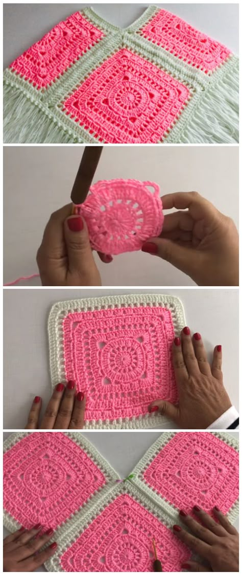 Granny square poncho - Learn to Crochet - Crochet Kingdom Easiest Granny Square, Granny Square Poncho Pattern, Crochet Granny Square Poncho, Granny Square Shawl, Crochet Poncho Kids, Granny Square Poncho, Crochet Kingdom, Granny Square Häkelanleitung, Poncho Au Crochet