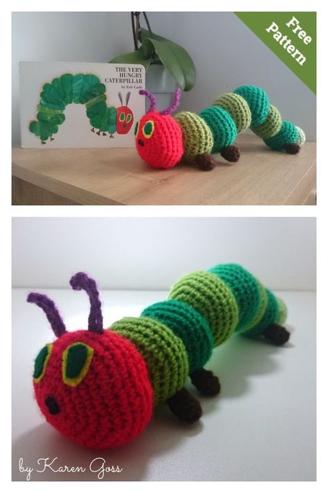 4 Very Hungry Caterpillar Free Crochet Pattern CrochetIdeas, CrochetArt Very Hungry Caterpillar Crochet, Crochet Hungry Caterpillar, Craft Show Crochet, Hungry Caterpillar Crochet, Caterpillar Crochet Pattern, Caterpillar Crochet, Baby First Year, Diy Amigurumi, Crochet Plushies