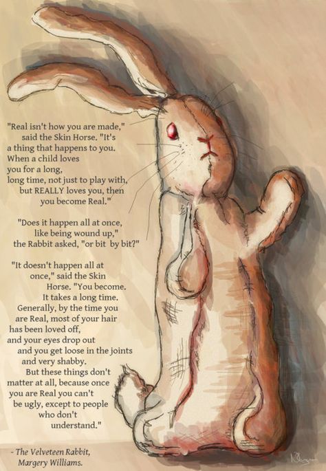 Rabbit Quotes, The Problem With Forever, Children Book Quotes, The Velveteen Rabbit, Rabbit Pictures, Book Cover Artwork, Got Characters, Velveteen Rabbit, Rabbit Tattoos