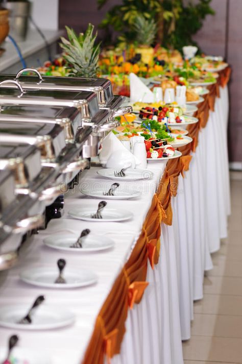 Catering wedding. Chafing dishes at table ready for wedding catering , #Affiliate, #Chafing, #wedding, #Catering, #dishes, #catering #ad Wedding Buffet Table Decor, Buffet Table Arrangement, Wedding Meals, Wedding Catering Buffet, Wedding Buffet Table, Wedding Buffet Food, Catering Table, Food Set Up, Buffet Table Decor