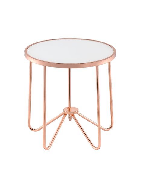 Rose Gold Furniture, Rose Gold Room Decor, Rose Gold Rooms, Rose Gold Office, Rose Gold Bedroom, Gold End Table, Bedside Table Round, Gold Room Decor, Glass Top End Tables