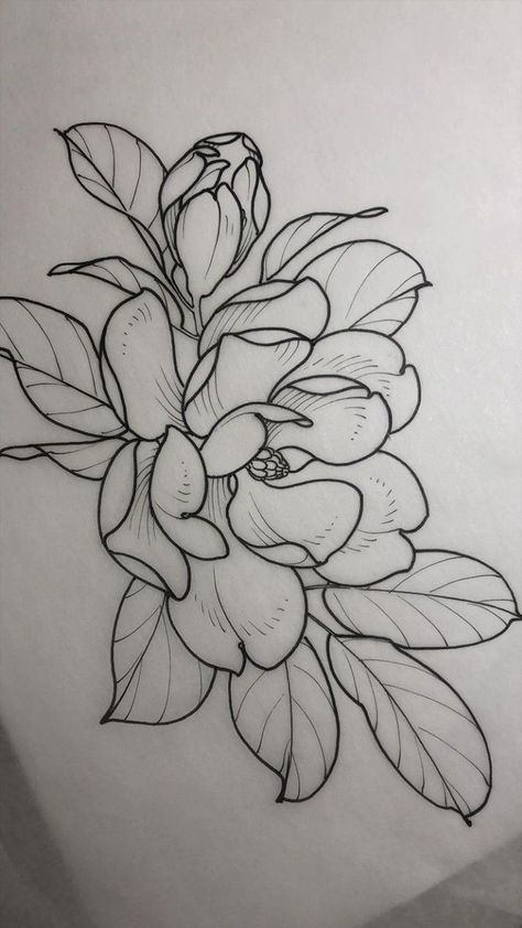 magnolia tattoo by Shannon Elliott @paingardens Tattoos For Women Sleeve, Magnolia Flower Tattoo, Flower Tattoo Flash, Magnolia Tattoo, Marquesan Tattoos, Gladioli, Flower Tattoo Designs, Mom Tattoos, Magnolia Flower