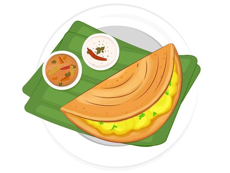 Dosa Illustration #Dribbble #diseno🍸. South Indian Food Drawing, Dosa Illustration Art, South Indian Food Illustration, Dosa Illustration, Indian Food Cartoon, Dosa Drawing, Indian Food Doodle, South Indian Cartoon, Indian Food Drawing