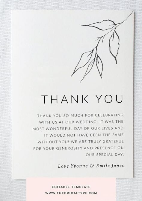 printable wedding thank you card template ~ addictionary thank you card for money wedding doc Thank You Card Examples, Wedding Thank You Cards Wording, Father's Day Card Template, Thank You Card Wording, Thank You Note Template, Money Template, Floral Sketch, Thank You Template, Card Templates Printable