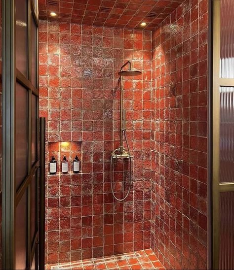 Orange Bathroom, Interior Design Per La Casa, Orange Interior, Dream House Interior, Bathroom Inspo, Dream Apartment, House Goals, Dream House Decor, Shower Tile