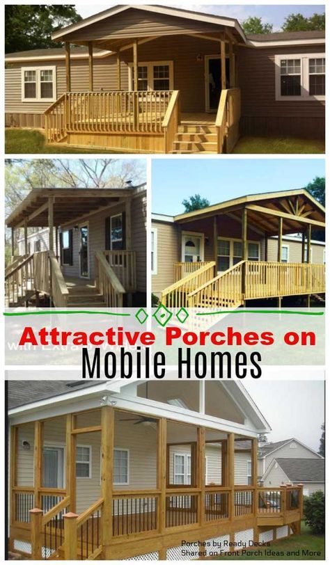 We're happy to share pictures of wonderful porches on mobile homes. What a great way to give your home more curb appeal and outdoor living space. Porches On Mobile Homes, Mobile Home Covered Porch Ideas, Porch With Roof, Mobile Home Decks And Porches, Manufactured Home Porch Ideas, Double Wide Front Porch Ideas, Covered Porch Ideas, Porch Skirting, Mobile Home Porch Ideas