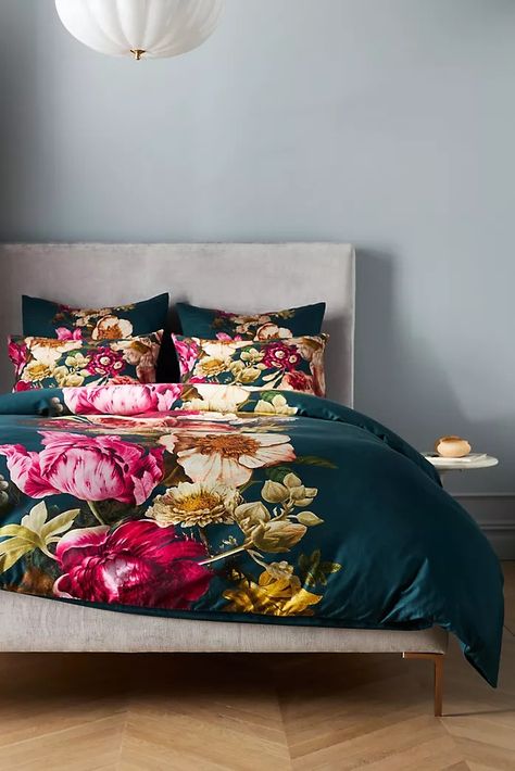 Anthropologie Duvet Covers | AnthroLiving Flowered Bed Sheets, Bedroom Styles Romantic, Couch Fabric Ideas, Mcm Bedroom, Duvet Covers Cheap, Flannel Duvet Cover, Couch Fabric, Top Beds, Floral Duvet Cover