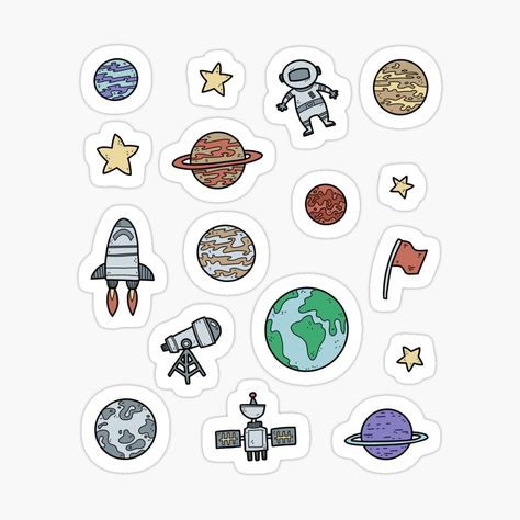 Stiker Planet, Space Scrapbook, Space Person, Universe Stickers, Planet Stickers, Outer Space Design, Space Stickers, Planet Drawing, Doodle Stickers